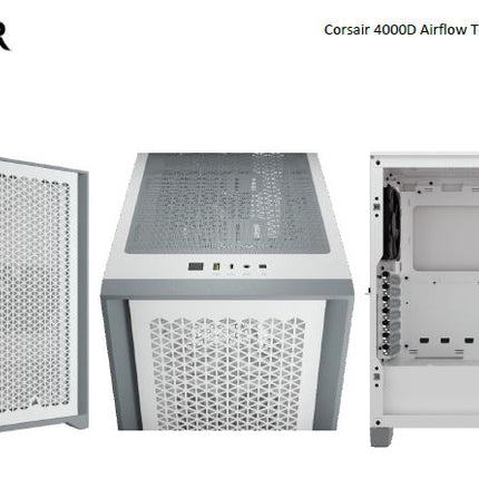 CORSAIR Carbide Series 4000D Airflow ATX Tempered Glass White, 2x 120mm Fans pre-installed. USB 3.0 x 2, Audio I/O. Case NDA Sep 16