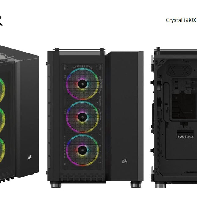 CORSAIR Crystal Series 680X RGB ATX High Airflow, USB 31 Type-C, Tempered Glass, Smart Dual Chamber Cube Case, Black
