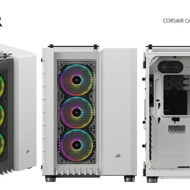CORSAIR Crystal Series 680X RGB ATX High Airflow, USB 31 Type-C, Tempered Glass, Dual Chamber Cube Case, White