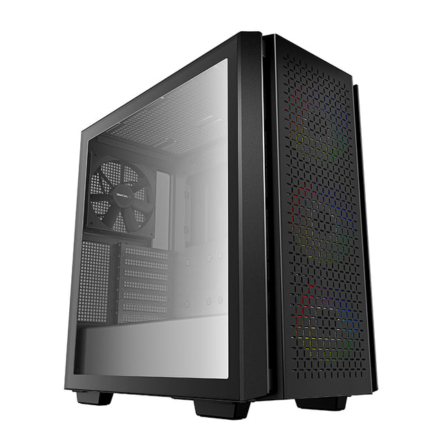 DEEPCOOL CG560 E-ATX Mid-Tower Case, Tempered Glass Side Panel, 4xPre-Installed Fans, 6 Fan Capacity, Abundant Airflow