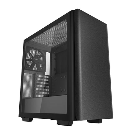 DEEPCOOL CK500 Black Mid-Tower Minimal Computer Case Tempered Glass, 2 x Pre-Installed Fans 140mm, Wide and Spacious For Large GPU & CPU Cooler
