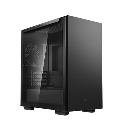 DEEPCOOL MACUBE 110 Black Minimalistic Micro-ATX Case, Magnetic Tempered Glass Panel, Removable Drive Cage, Adjustable GPU Holder, 1xPreinstalled Fan