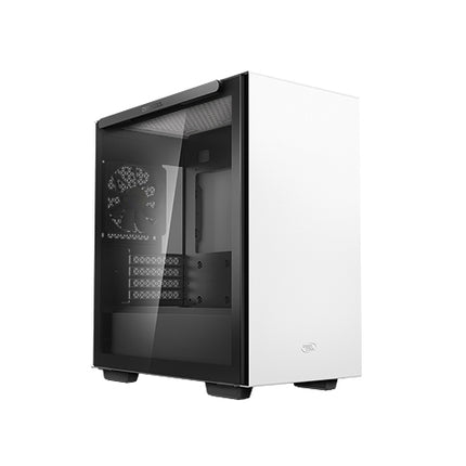 DEEPCOOL MACUBE 110 White Minimalistic Micro-ATX Case, Magnetic Tempered Glass Panel, Removable Drive Cage, Adjustable GPU Holder, 1xPreinstalled Fan