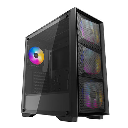 DEEPCOOL MATREXX 50 MESH 4FS E-ATX Case, Tempered Glass Panel, High Airflow, 4x Pre-Installed Fans (LED, Tri-Colour)