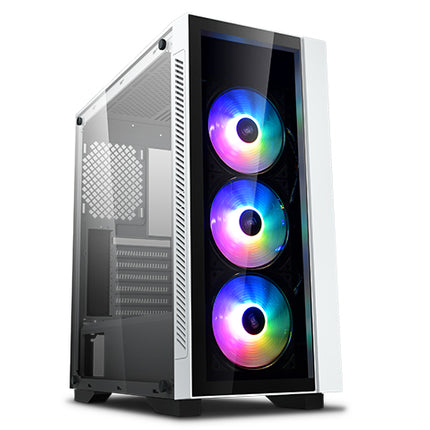 DEEPCOOL MATREXX 55 V3 ADD-RGB WH 3F Tempered Glass Case, White Colour, Supports E-ATX MB, 3 Preinstalled ARGB Fans