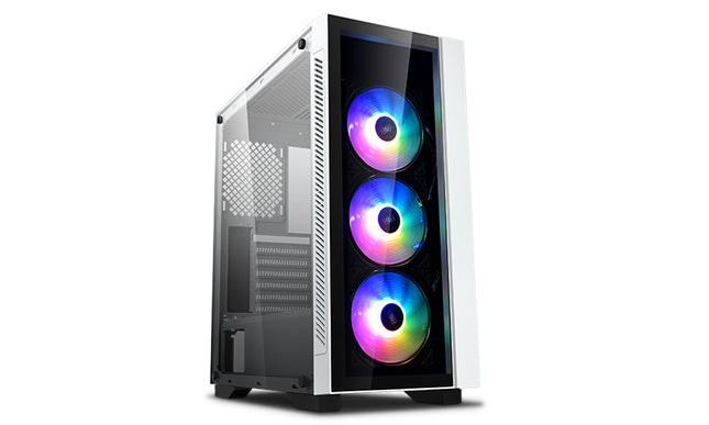 DEEPCOOL MATREXX 55 V3 ADD-RGB WH 3F Tempered Glass Case, White Colour, Supports E-ATX MB, 3 Preinstalled ARGB Fans