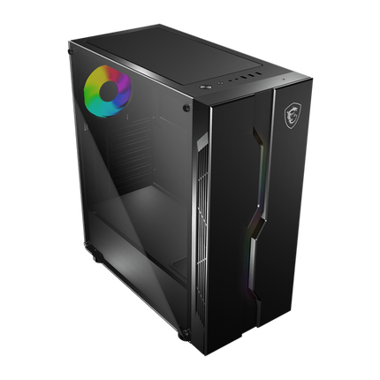 MSI MAG VAMPIRIC 010X Mid-Tower Case, Supports ATX / mATX / Mini-ITX, 1x USB 3.2, 2x USB 2.0, 1x HD Audio, 1x Mic, ATX Power Supply
