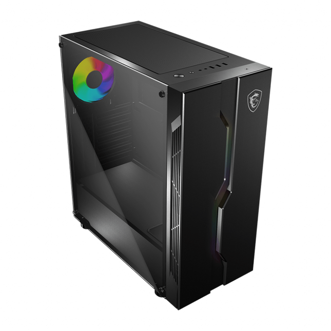 MSI MAG VAMPIRIC 010X Mid-Tower Case, Supports ATX / mATX / Mini-ITX, 1x USB 3.2, 2x USB 2.0, 1x HD Audio, 1x Mic, ATX Power Supply