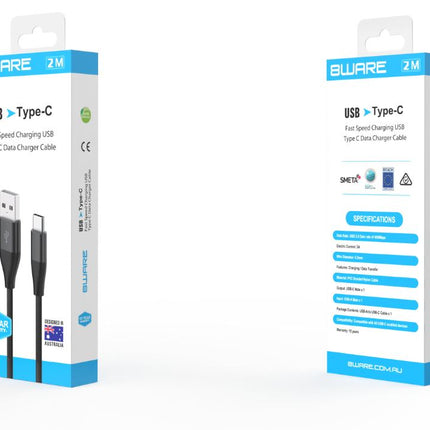 8WARE Premium 2m Samsung Certified Fast Speed Charging USB Type C Data Charger Cable For Samsung Huawei Google LG Retail