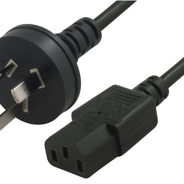 CABAC AU Power Cable 2m - Male Wall 240v PC to Power Socket 3pin to ICE 320-C13 for Notebook/ AC Adapter Black AU Certified Unbagged