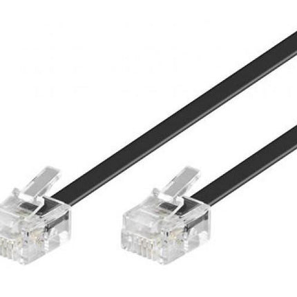 ASTROTEK Telephone 2m extension cable 6p4c Plug/Plug ,with 2xRJ11 6P4c Plugs, Black PVC Jacket.-RoHS W2492ACB