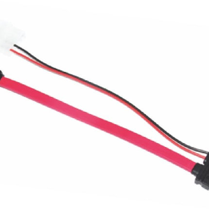 ASTROTEK Slim SATA Cable 50cm + 10cm 6 pins + 7 pins to 4 pins + 7 pins Red Colour