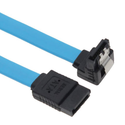 ASTROTEK SATA 3.0 Data Cable 50cm Male to Male 180 to 90 Degree with Metal Lock 26AWG Blue LS