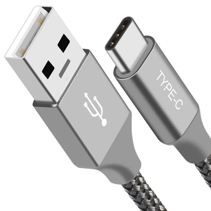 ASTROTEK 1m USB-C 3.1 Type-C Data Sync Charger Cable Silver Strong Braided Heavy Duty Fast Charging for Samsung Galaxy Note 8 S8 Plus LG Google Macboo