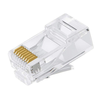 ASTROTEK CAT6 UTP -RJ45 Connector 8P8C Network Plug 3 Prong Blade 3U' Gold plating 50pcs/bag