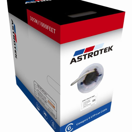 ASTROTEK CAT6 FTP Cable 305m Roll - Grey White Full 0.55mm Copper Solid Wire Ethernet LAN Network 23AWG 0.55cu Solid 2x4p PVC Jacket