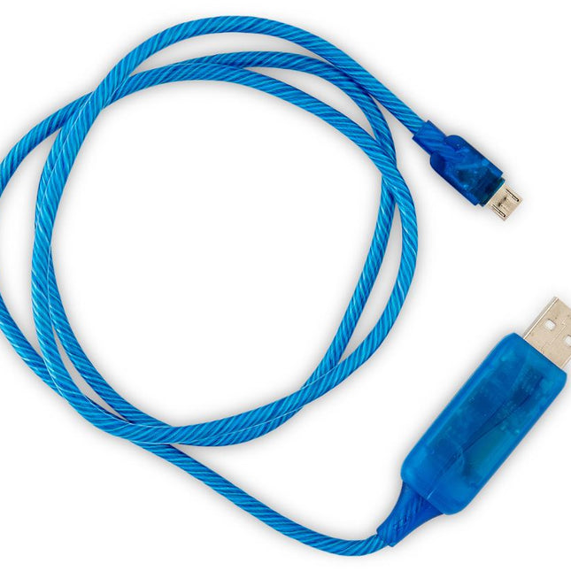 GENERIC 1m LED Light Up Visible Flowing Micro USB Charger Data Cable Blue Charging Cord for Samsung LG Android Mobile Phone