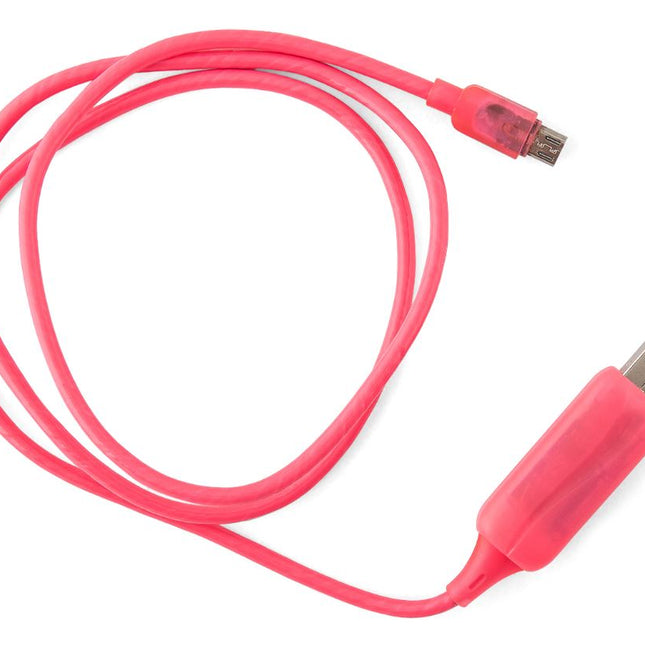 GENERIC 1m LED Light Up Visible Flowing Micro USB Charger Data Cable Pink Charging Cord for Samsung LG Android Mobile Phone