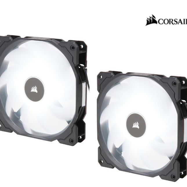 CORSAIR Air Flow 140mm Fan Low Noise Edition / White LED 3 PIN - Hydraulic Bearing, 1.43mm H2O. Superior cooling performance. TWIN Pack!