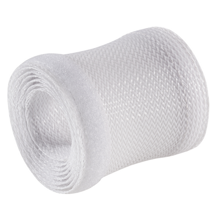 BRATECK Flexible Cable Wrap Sleeve with Hook and Loop Fastener 135mm/5.3' Width Material Polyester Dimensions 1000x135mm --White