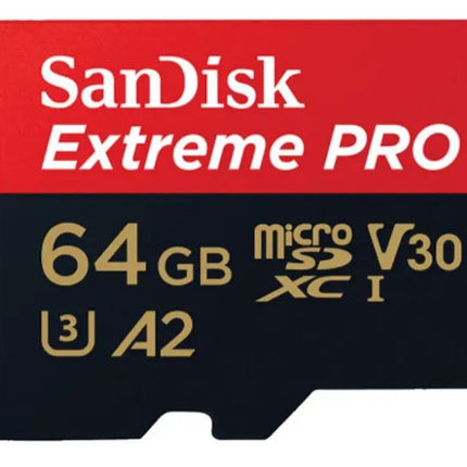 SANDISK 64GB SanDisk Extreme Pro microSDHC SQXCY V30 U3 C10 A2 UHS-1 170MB/s R 90MB/s W 4x6 SD Adaptor Android Smartphone Action Camera Drones