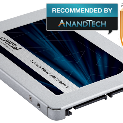 MICRON (CRUCIAL) MX500 500GB 2.5" SATA SSD - 3D TLC 560/510 MB/s 90/95K IOPS Acronis True Image Cloning Software 7mm w/9.5mm spacer