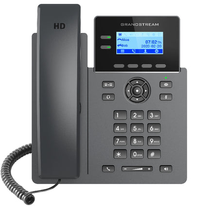 GRANDSTREAM GRP2602P 2 Line IP Phone, 4 SIP Accounts, 132x48 Backlit Screen, HD Audio, Powerable Via POE
