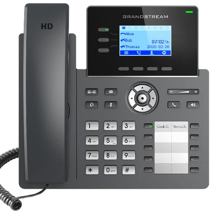 GRANDSTREAM GRP2604P 3 Line IP Phone, 6 SIP Accounts, 132x48 Backlit Screen, HD Audio, Powerable Via POE