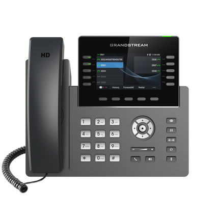 GRANDSTREAM GRP2615 10 Line IP Phone, 16 SIP Accounts, 480x272 Colour Screen, HD Audio, Powerable Via POE