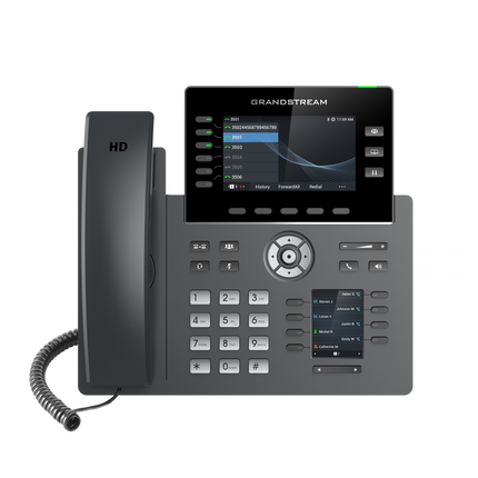 GRANDSTREAM GRP2616 6 Line IP Phone, 6 SIP Accounts, 480x272 Colour Screen, HD Audio, Integrated Bluetooth+WiFi, Powerable Via POE