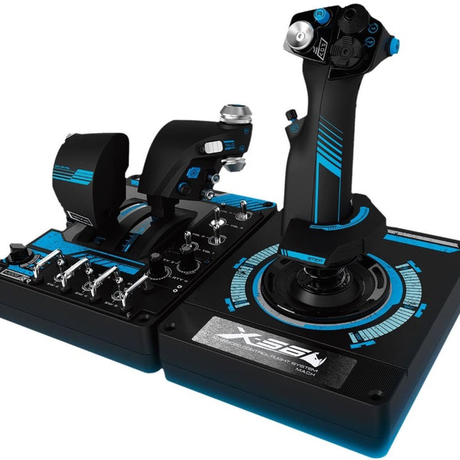 LOGITECH G X56 H.O.T.A.S. RGB Throttle & Stick Simulation Controller 6 DOF Pitch Roll Yaw Back Forward Up Down Left Right 4 Springs 189+ Programable