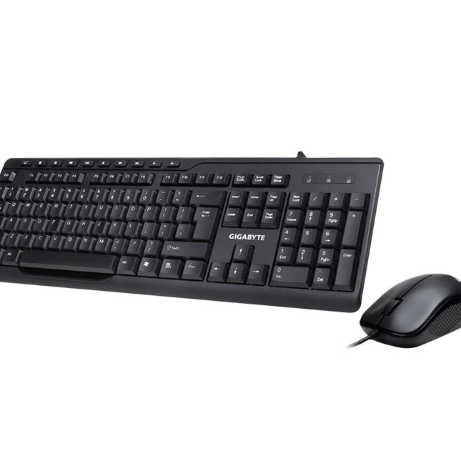 GIGABYTE KM6300 USB Wired Keyboard & Mouse Combo multimedia controls 1000dpi Adjustable Portable slim receiver Stylish design comfort (LS)