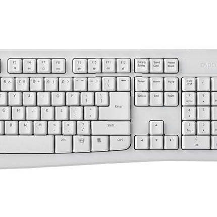 RAPOO X1800Pro Wireless Mouse & Keyboard Combo - 2.4G, 10M Range, Optical, Long Battery, Spill-Resistant Design,1000 DPI, Nano Receiver, Entry (White)