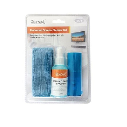 Brateck 3-In-1 Screen Cleaner Kit 1 x 60ml Screen Cleaner + 1 x 200x200mm Pearl Cloth + 1 x Soft Brush