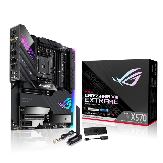 ASUS ROG CROSSHAIR VIII EXTREME AMD X570 EATX Gaming Motherboard, 5xM.2, USB3.2, WiFi 6, 10 Gb Ethernet, Intel 2.5Gb Ethernet, PCIe4.0, RGB