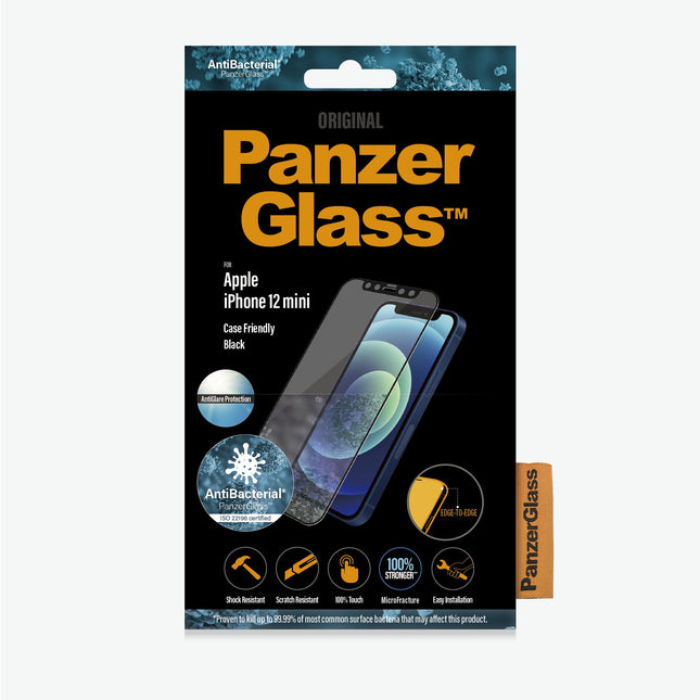 PANZER GLASS iPhone 12 Mini Black - Anti-glare (2719) - Screen Protector - Full frame coverage