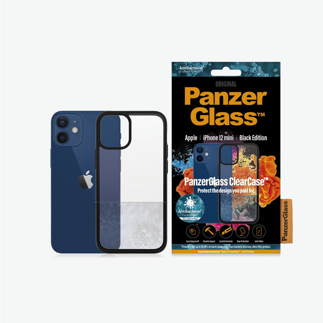 PANZER GLASS Clear Case for Apple iPhone 12 Mini- Slim fashionable design, enhance protection,Plastic frame surrounding rear cameras