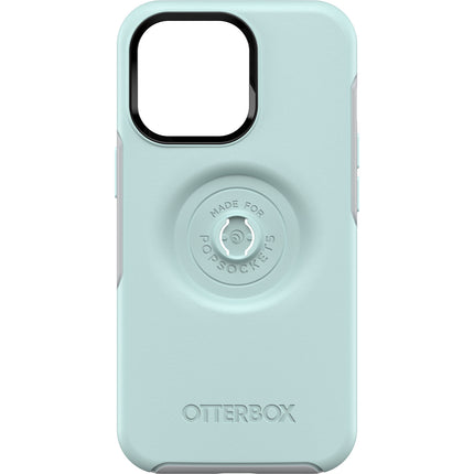 OTTERBOX Apple iPhone 13 Pro Otter + Pop Symmetry Series Antimicrobial Case - Tranquil Waters (Blue) (77-83545), Integrated PopGrip
