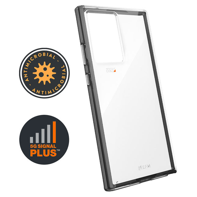 FORCE TECHNOLOGY Aspen Case for Samsung Galaxy Note20 - Clear/ Slate Grey EFCDUSG266BLC, Antimicrobial, 6-meter drop tested to MIL-STD-810G-516, Shock protection