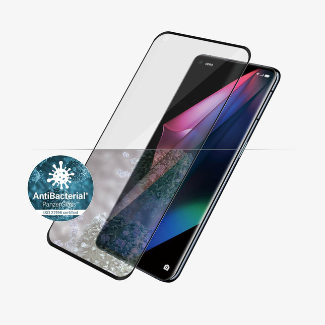 PANZER GLASS Screen Protector - Case Friendly - For Oppo Find X3 Pro -Full Frame Coverage,Anti-Bacterial,Crystal Clear,100% Touch Preservation