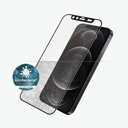 PANZER GLASS Screen Protector - Case Friendly - For Apple iPhone 12 Pro Max - Black- Antibactrial Glass, Protects the Entire Screen, Crystal Clear
