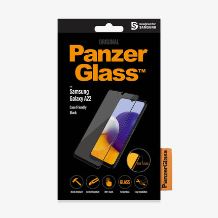 PANZER GLASS Samsung Galaxy A22 - Clear glass (7278) - Screen Protector - Full frame coverage, Rounded edges, Crystal clear, 100% touch preservation
