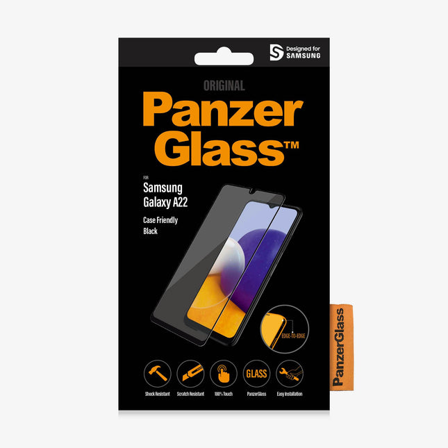 PANZER GLASS Samsung Galaxy A22 - Clear glass (7278) - Screen Protector - Full frame coverage, Rounded edges, Crystal clear, 100% touch preservation