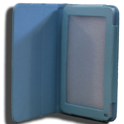 LeaderTab7 Folio Case Blue Faux Leather. Camera hole rear