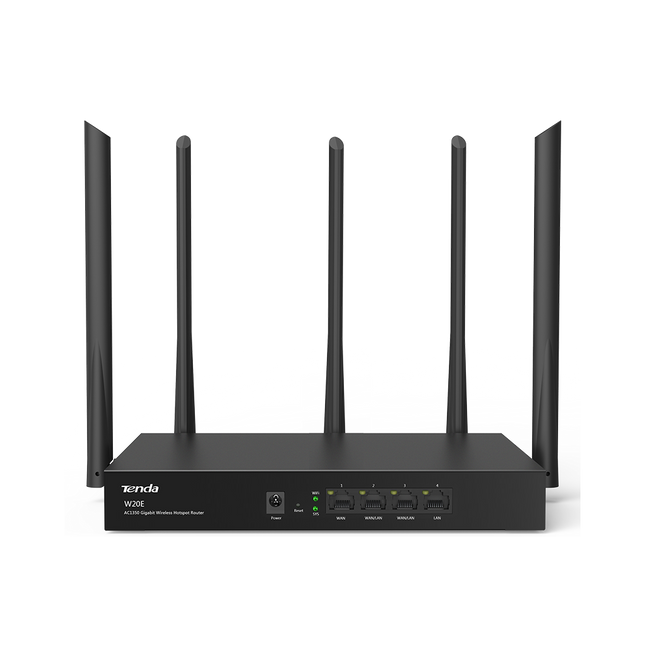 TENDA W20E AC1350 Gigabit Wireless Load Balance Router, 500 Square Meters, 867/450Mbps, 100 Users, Gigabit Port, Remote Domain Maintenance, Metal Case