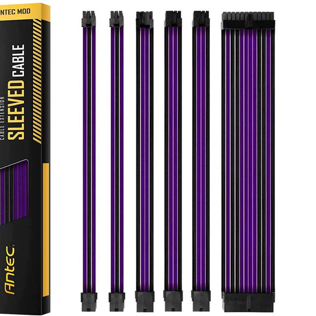 ANTEC PSU - Sleeved Extension Cable Kit V2 - Purple / Black. 24PIN ATX, 4+4 EPS, 8PIN PCI-E, 6PIN PCI-E, Compatible with Standard PSU
