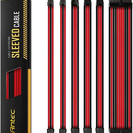 ANTEC PSU - Sleeved Extension Cable Kit V2 - Red / Black. 24PIN ATX, 4+4 EPS, 8PIN PCI-E, 6PIN PCI-E, Compatible with Standard PSU