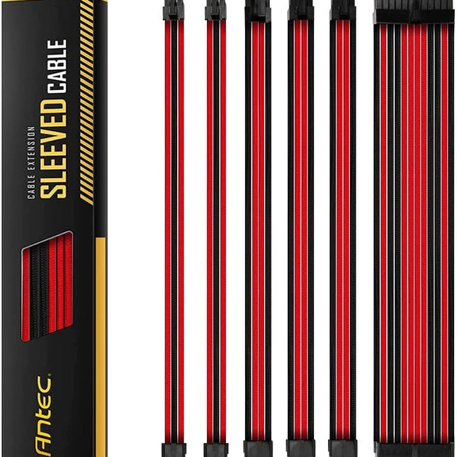 ANTEC PSU - Sleeved Extension Cable Kit V2 - Red / Black. 24PIN ATX, 4+4 EPS, 8PIN PCI-E, 6PIN PCI-E, Compatible with Standard PSU