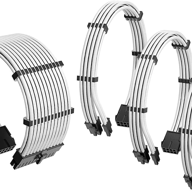 ANTEC PSU - Sleeved Extension Cable Kit V2 - White/Black - 24PIN ATX, 4+4 EPS, 8PIN PCI-E, 6PIN PCI-E, Compatible with Standard PSU