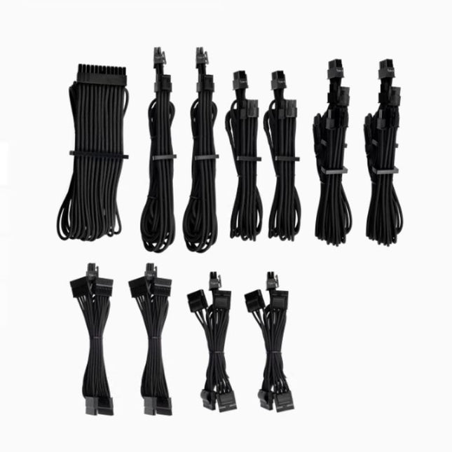 For Corsair PSU - BLACK Premium Individually Sleeved DC Cable Pro Kit, Type 4 Generation 4